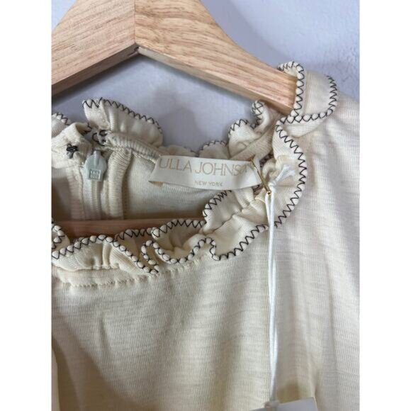 NWT Ulla Johnson Brea Ruffle Sleeveless Contrast Lightweight Wool Top Pearl XL - Picture 6 of 8